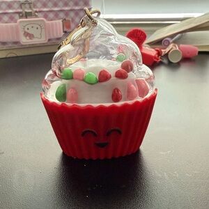 Red Bath and Body Work Cupcake Keychain with Beads